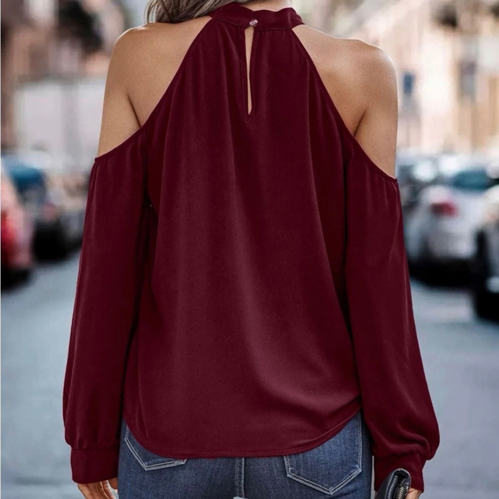Boho Cut out Cold Shoulder Blouse - Picture 8 of 9